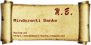 Mindszenti Benke névjegykártya